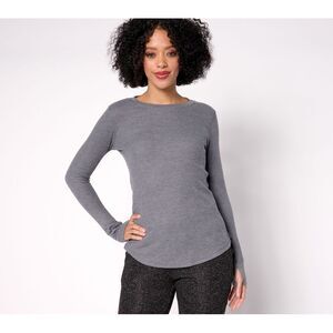 Maya J Women's Top Plus Sz 3X Base Layers Cozy Medium Grey Heather A667642